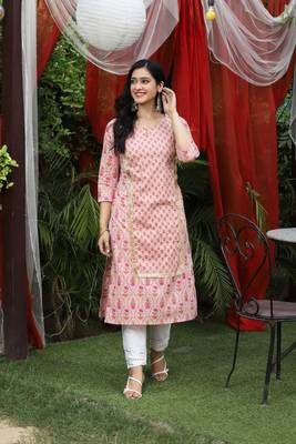 Pink Floral Printed Kurta 1