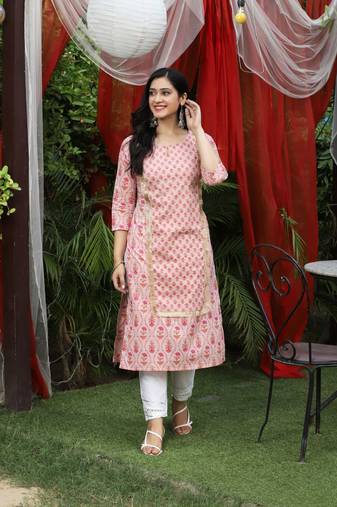 PINK FLORAL PRINTED KURTA
