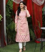 Pink Floral Printed Kurta