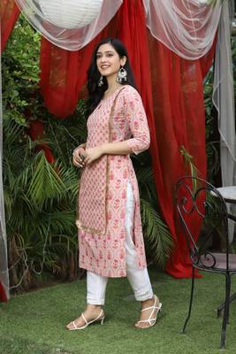 Pink Floral Printed Kurta 2