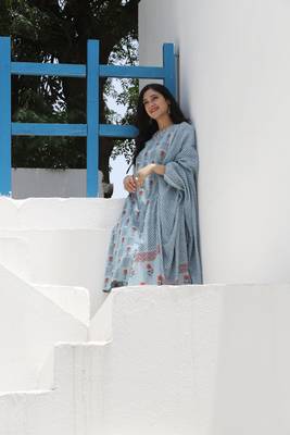 Blue Printed Kurta With Pant And Dupatta 5