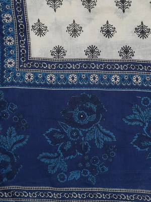 Indigo Floral Printed Kurta With Pant And Dupatta 10