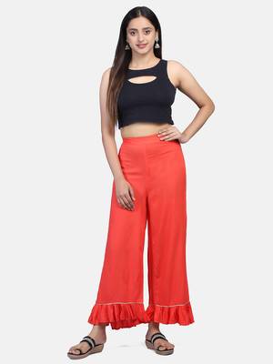 Coral Solid Rayon Palazzo 6
