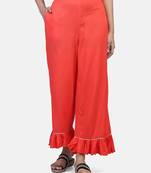 Coral Solid Rayon Palazzo