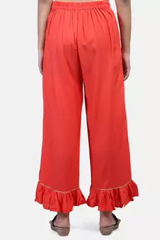 Coral Solid Rayon Palazzo