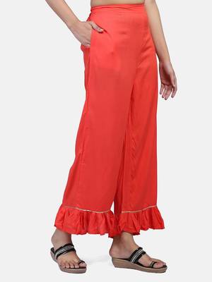 Coral Solid Rayon Palazzo 8
