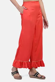 Coral Solid Rayon Palazzo