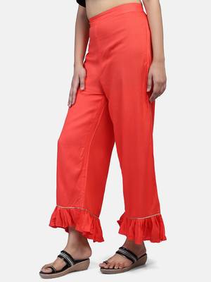 Coral Solid Rayon Palazzo 9
