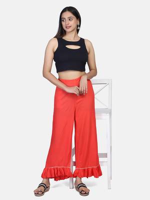 Coral Solid Rayon Palazzo 11
