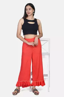 Coral Solid Rayon Palazzo