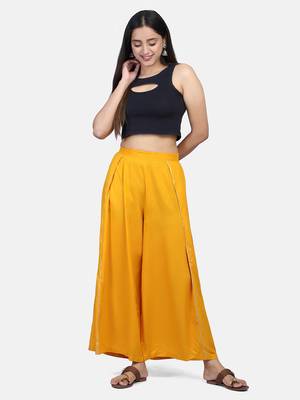 Mustard Solid Rayon Palazzo 5