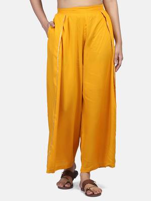 Mustard Solid Rayon Palazzo 9