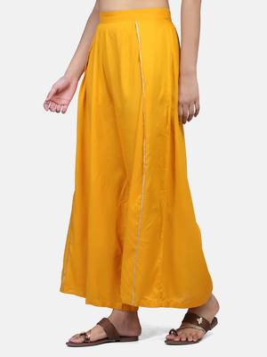 Mustard Solid Rayon Palazzo 10