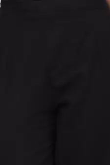 Black Solid Cotton Flex Pant