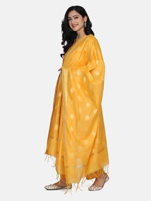 Mustard Solid Kurta With Pant And Chandheri Dupatta 6