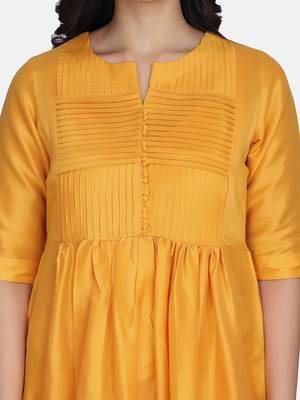 Mustard Solid Kurta With Pant And Chandheri Dupatta 8