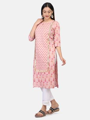 Pink Floral Printed Kurta 5