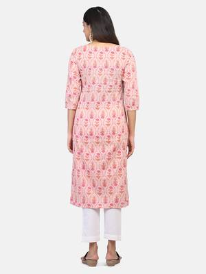 Pink Floral Printed Kurta 6