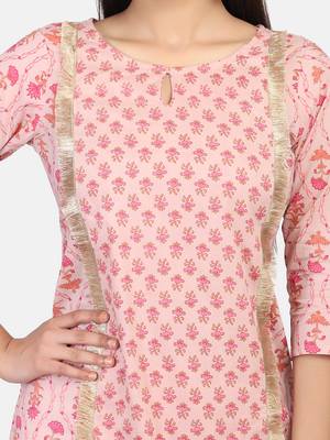Pink Floral Printed Kurta 7