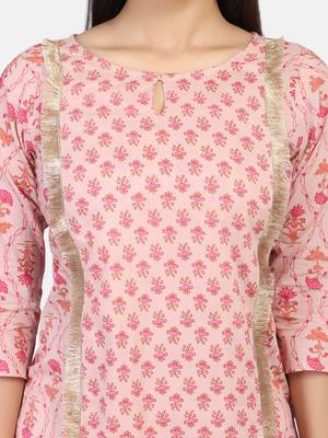 Pink Floral Printed Kurta 8