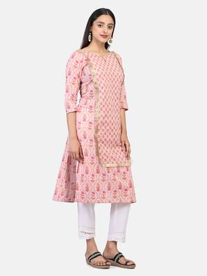 Pink Floral Printed Kurta 9