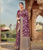 Purple woven silk blend saree with blouse