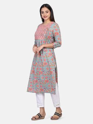 Green Floral Printed Kurta 3