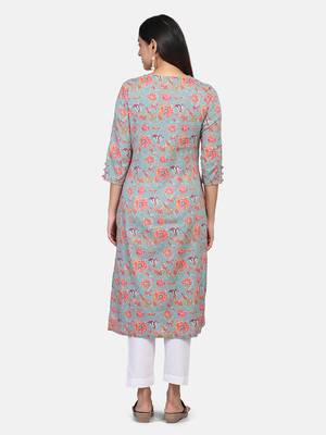 Green Floral Printed Kurta 4