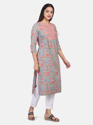 Green Floral Printed Kurta 7