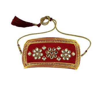 Red Stone Stud Brass Bajubandh 1