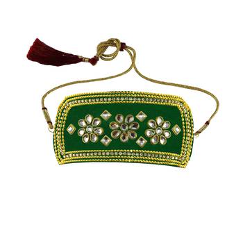 Green Stone Stud Brass Bajubandh 1