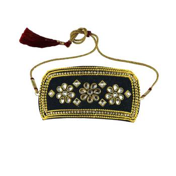 Black Stone Stud Brass Bajubandh 1