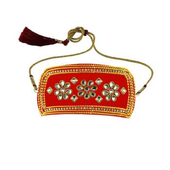 Red Stone Stud Brass Bajubandh 1