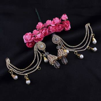 Traditional Stylish Gold Plated Polki & Pearl Bahubali Jhumki Jhumka Earrings 1