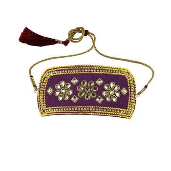 Purple Stone Stud Brass Bajubandh 1