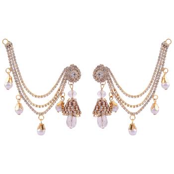 Traditional Stylish Gold Plated Polki & Pearl Bahubali Jhumki Jhumka Earrings 2