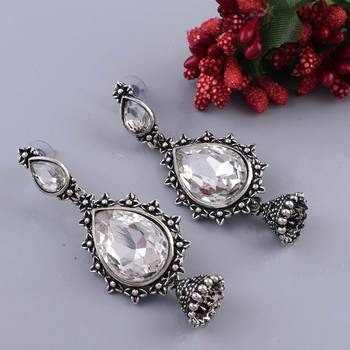 White & Silver Earring With Copper Drops & Danglers 1