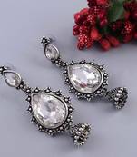 White & Silver Earring With Copper Drops & Danglers