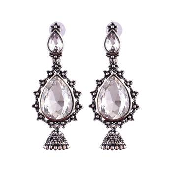 White & Silver Earring With Copper Drops & Danglers 2