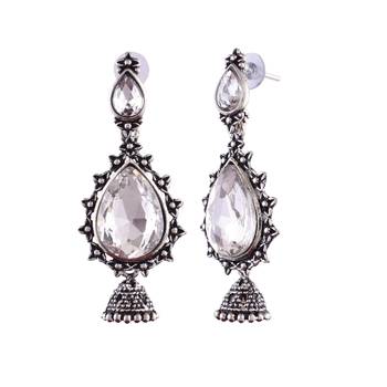 White & Silver Earring With Copper Drops & Danglers 3
