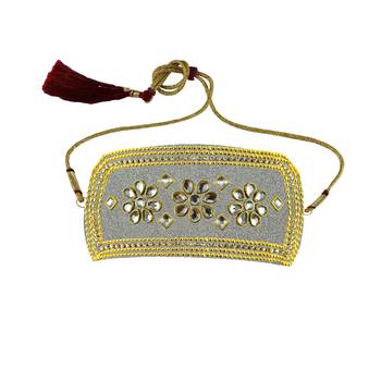 White Stone Stud Brass Bajubandh 1