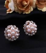 Pearl Flower Silver & White, Alloy Stud Earring
