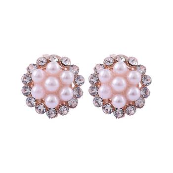 Pearl Flower Silver & White, Alloy Stud Earring 2