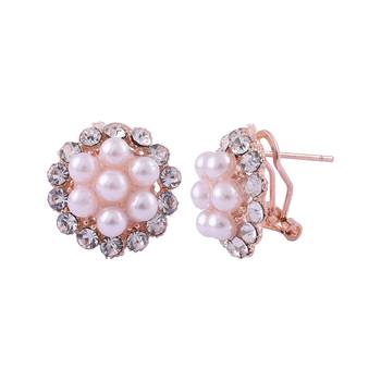 Pearl Flower Silver & White, Alloy Stud Earring 3