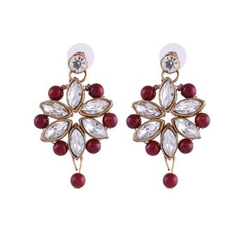 GOLD PLATED With Silver & Mahroon Pearl DESIGNER Choker Set With Mang Tika 3