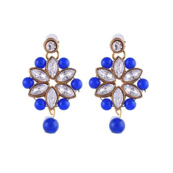 GOLD PLATED With Silver & Blue Pearl DESIGNER Choker Set With Mang Tika 3