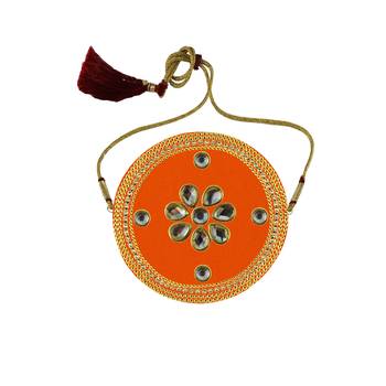 Orange Stone Stud Brass Bajubandh 1