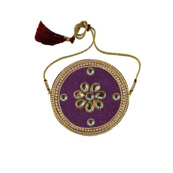 Purple Stone Stud Brass Bajubandh 1