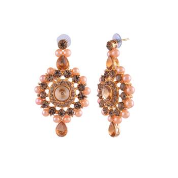 GOLD PLATED With Golden Pearl DESIGNER Necklace Set With Mang Tika 5