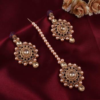 Alloy White Gold-plated Bridal Set With Long & short Necklace and 1 mang Tika & 2 Earrings 4